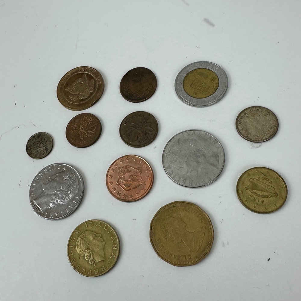 Mixed International World Coin Lot Italian Lira Canadian Cents Mexico Ireland 13